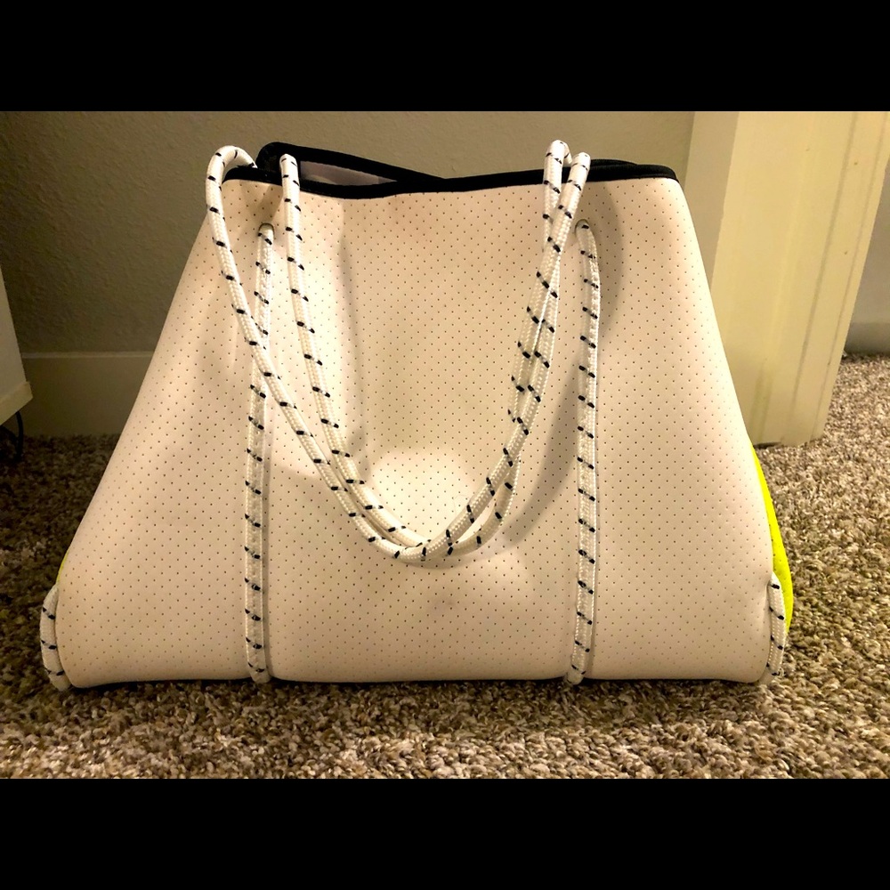 Haute Shore white bag with neon & camo large purse